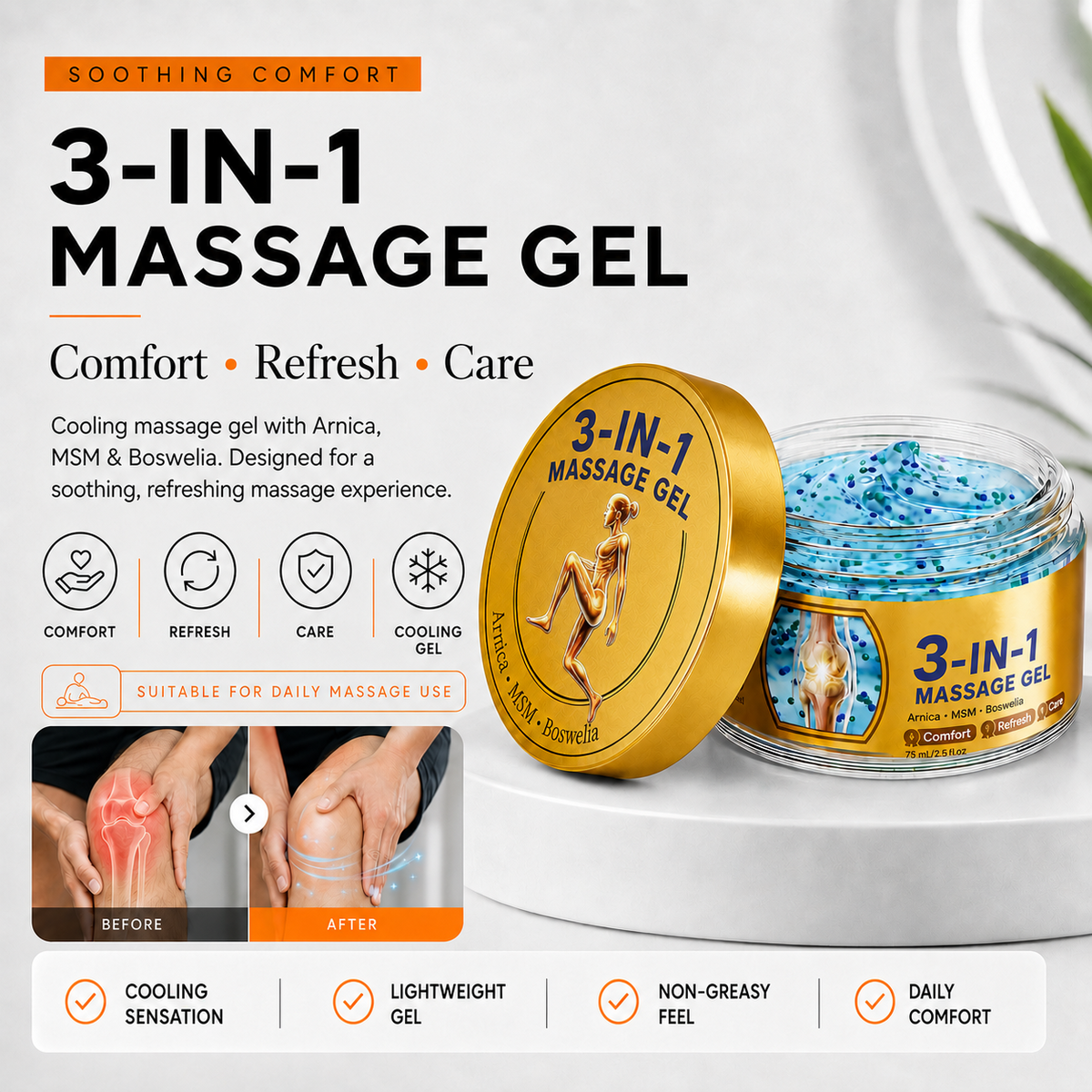 3-in-1 Massage Gel, Fast-Absorbing Body Gel for Daily Massage💝
